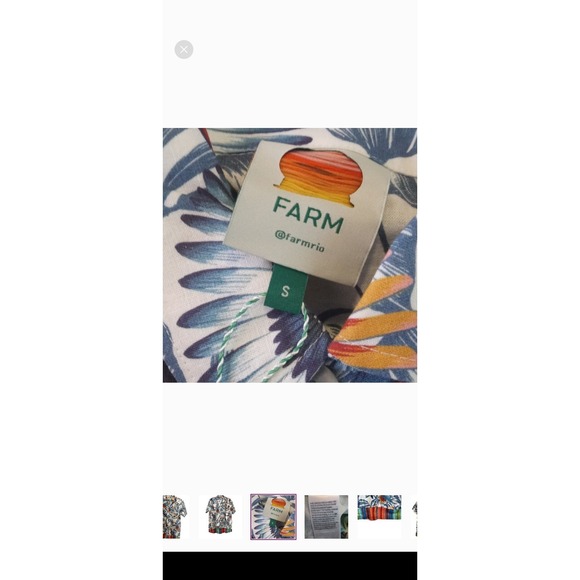 FARM Rio Flying Toucans Uni Button Down Shirt Multicolored Linen Tropical Preppy - Picture 12 of 16